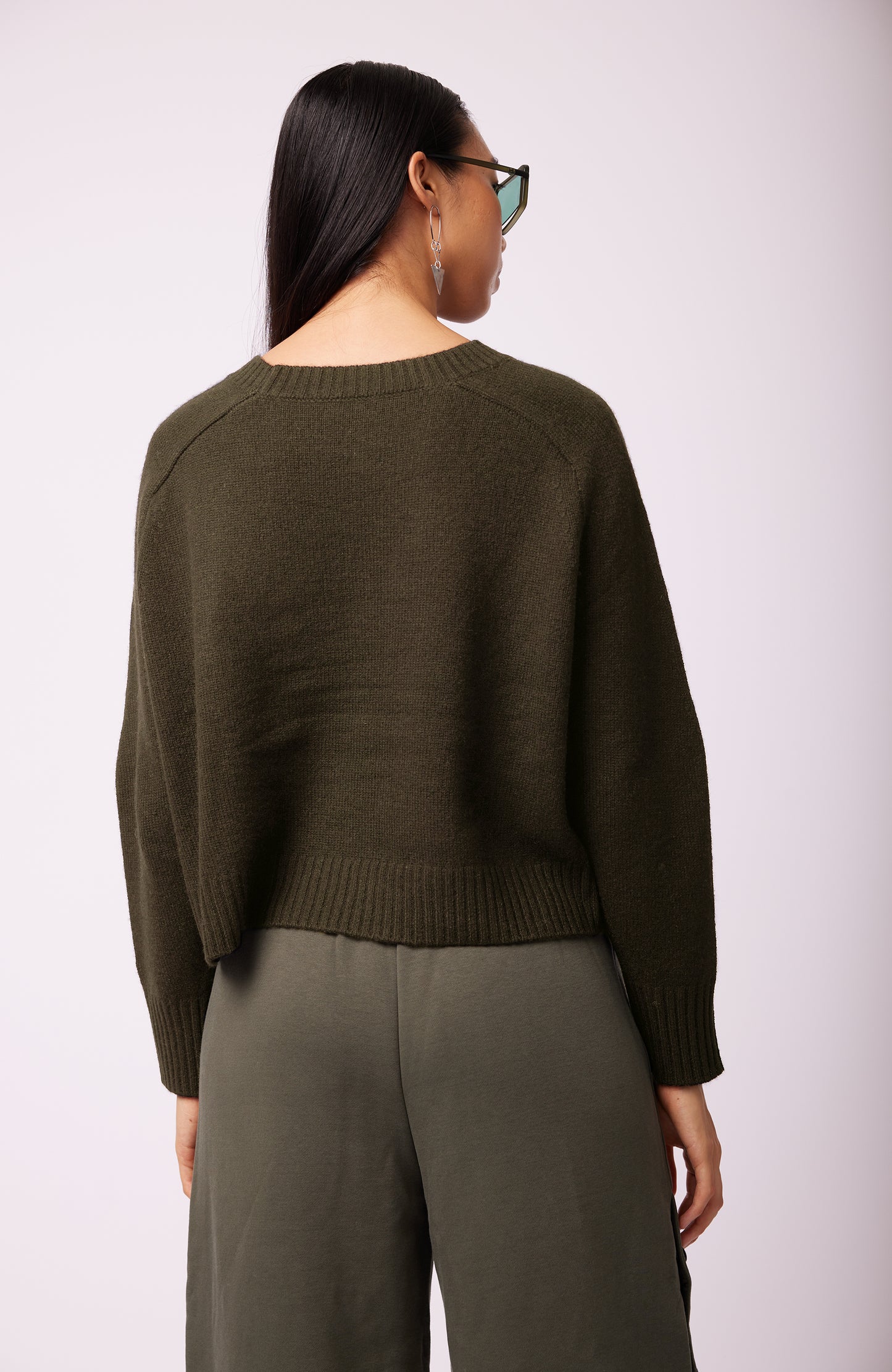 Amara Cashmere Long-sleeve Crop Top - Fern Green