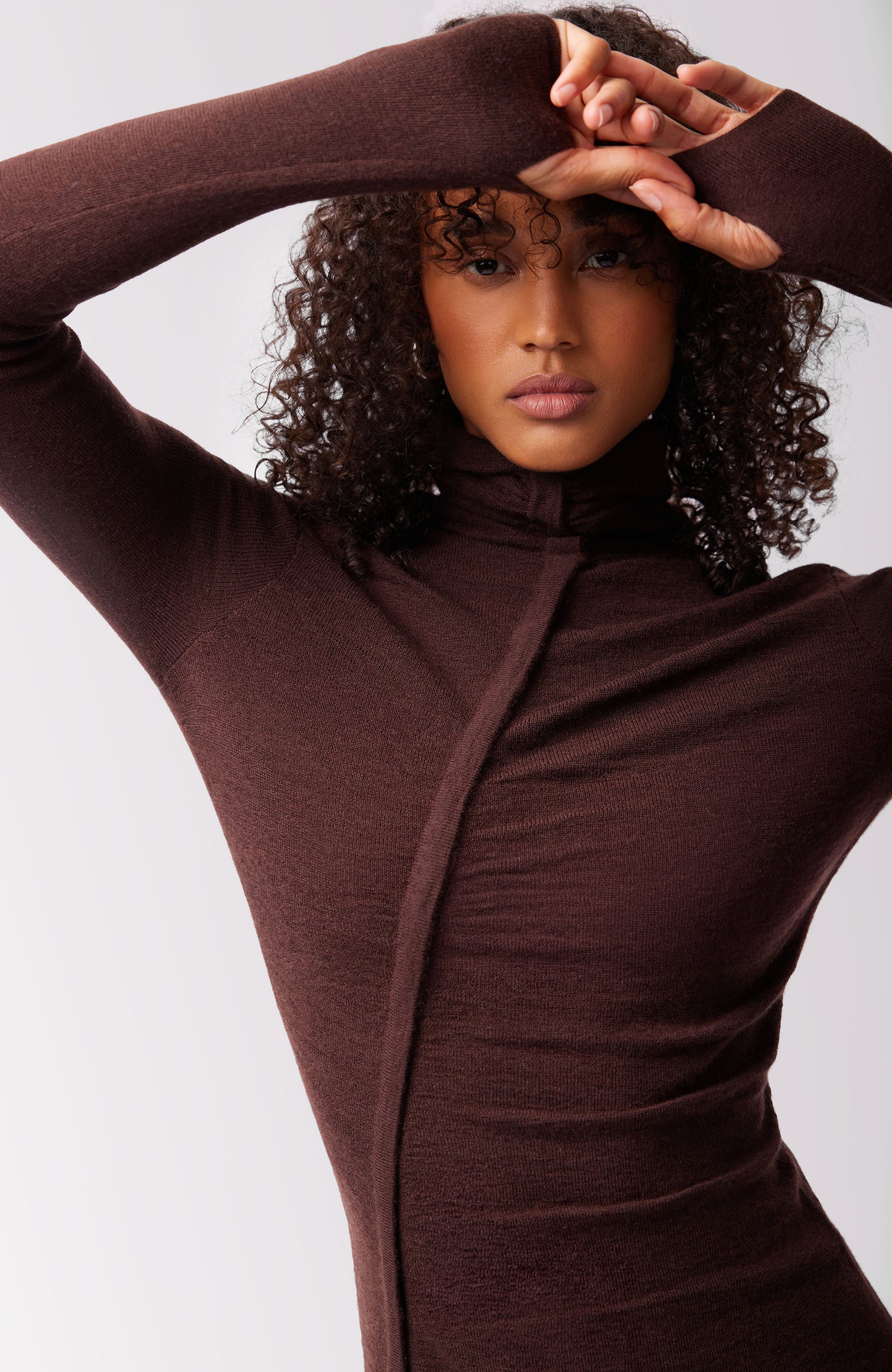 Jacquelyn Turtleneck Dress - Hot Fudge
