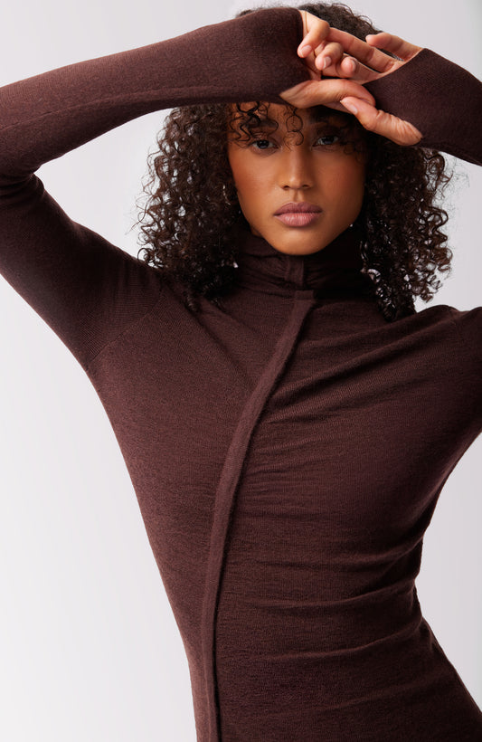 Jacquelyn Tissue Cashmere Dress - Hot Fudge