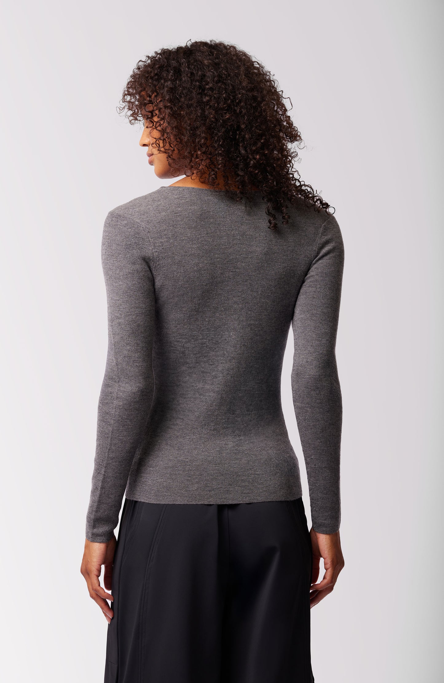 Haze Tissue Cashmere Long Sleeve Top - Thunder