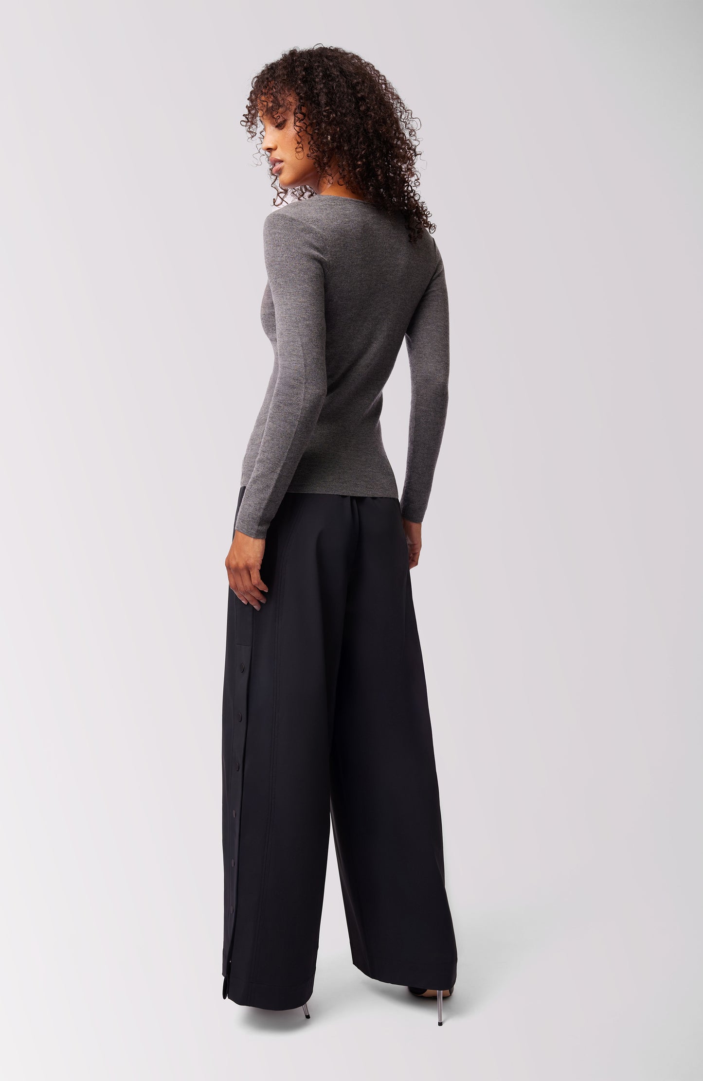 Haze Tissue Cashmere Long Sleeve Top - Thunder