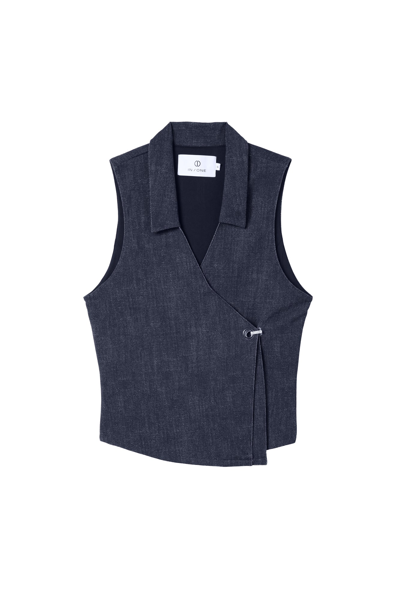 Delara Faux Denim Contrast Vest - Denim