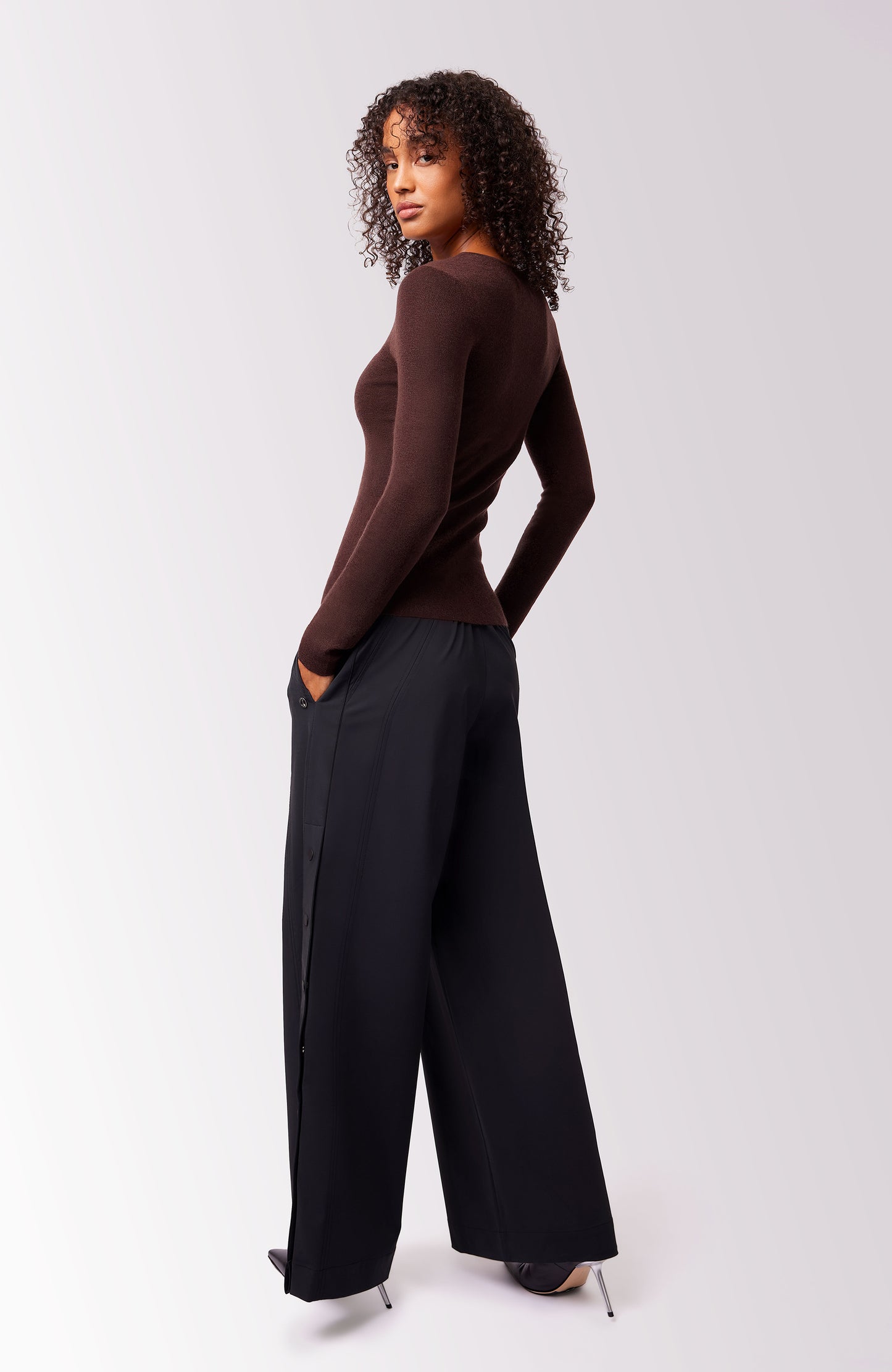 Haze Tissue Cashmere Long Sleeve Top - Hot Fudge