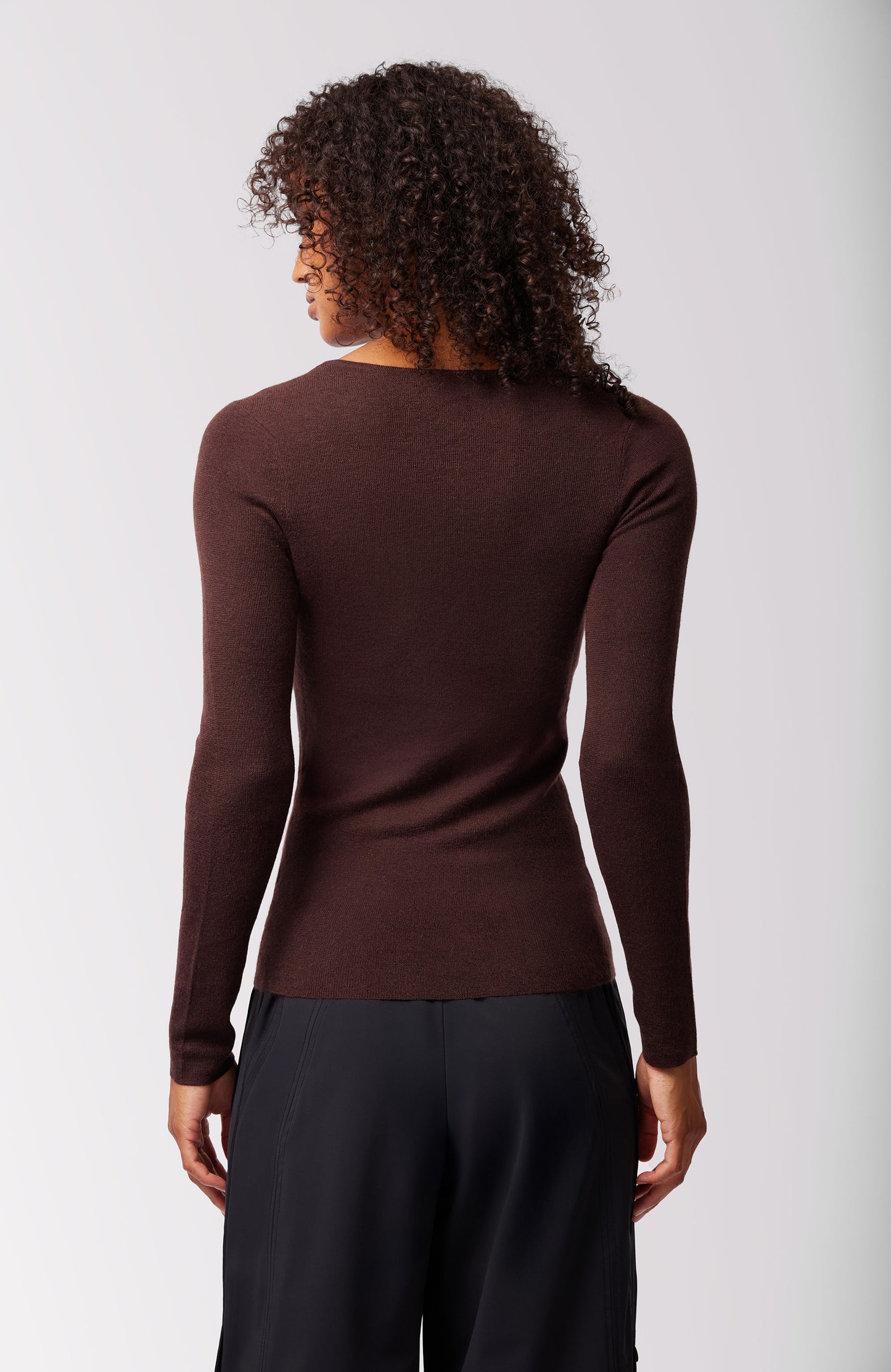 Haze Tissue Cashmere Long Sleeve Top - Hot Fudge