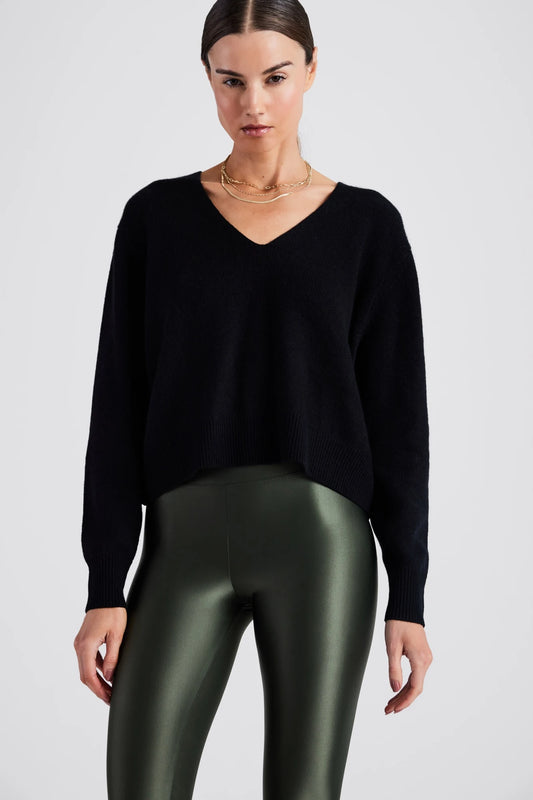 Zola Cashmere Long Sleeve V-Neck - Black