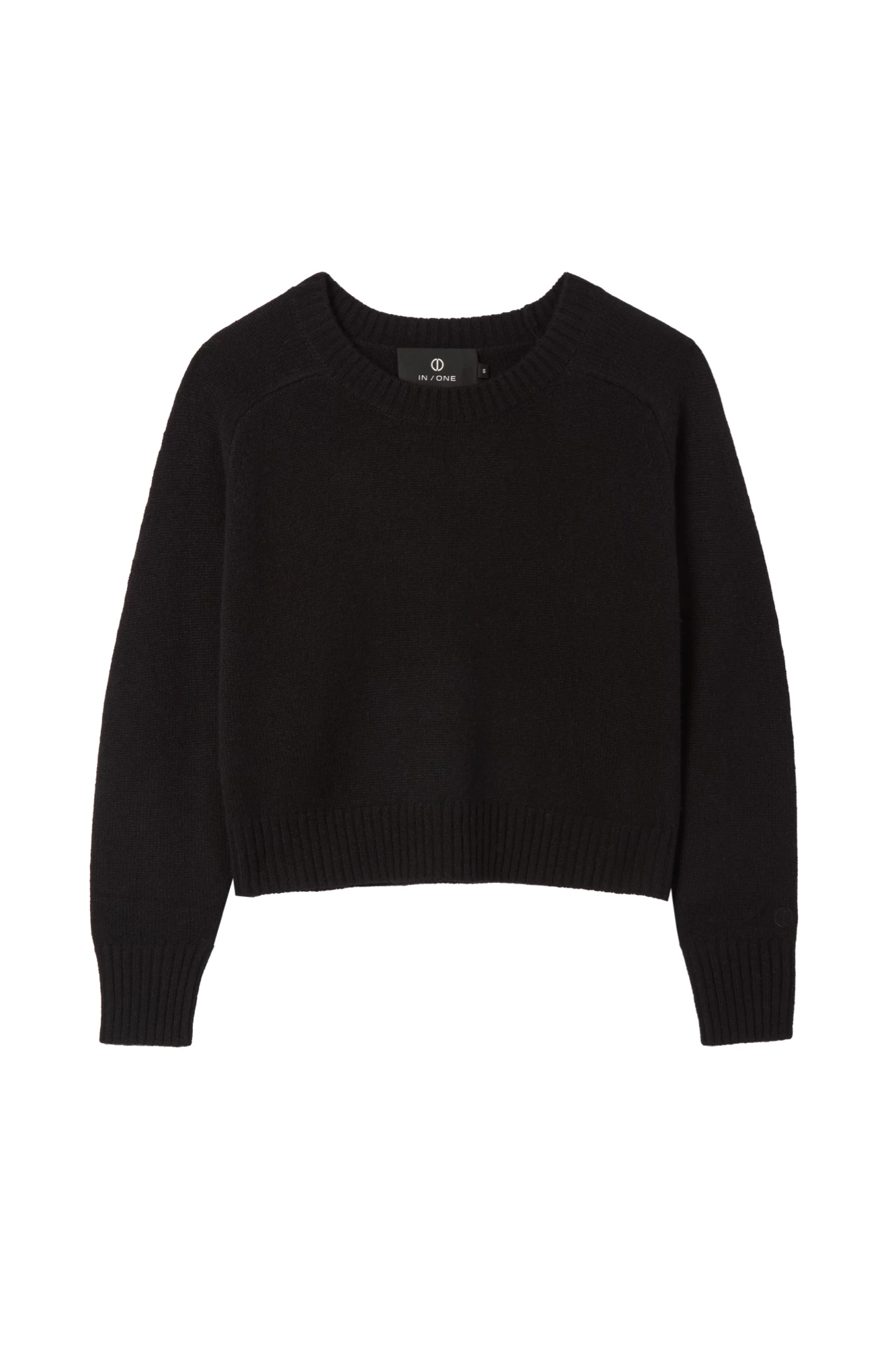 Amara Cashmere Long Sleeve Crop Top - Black