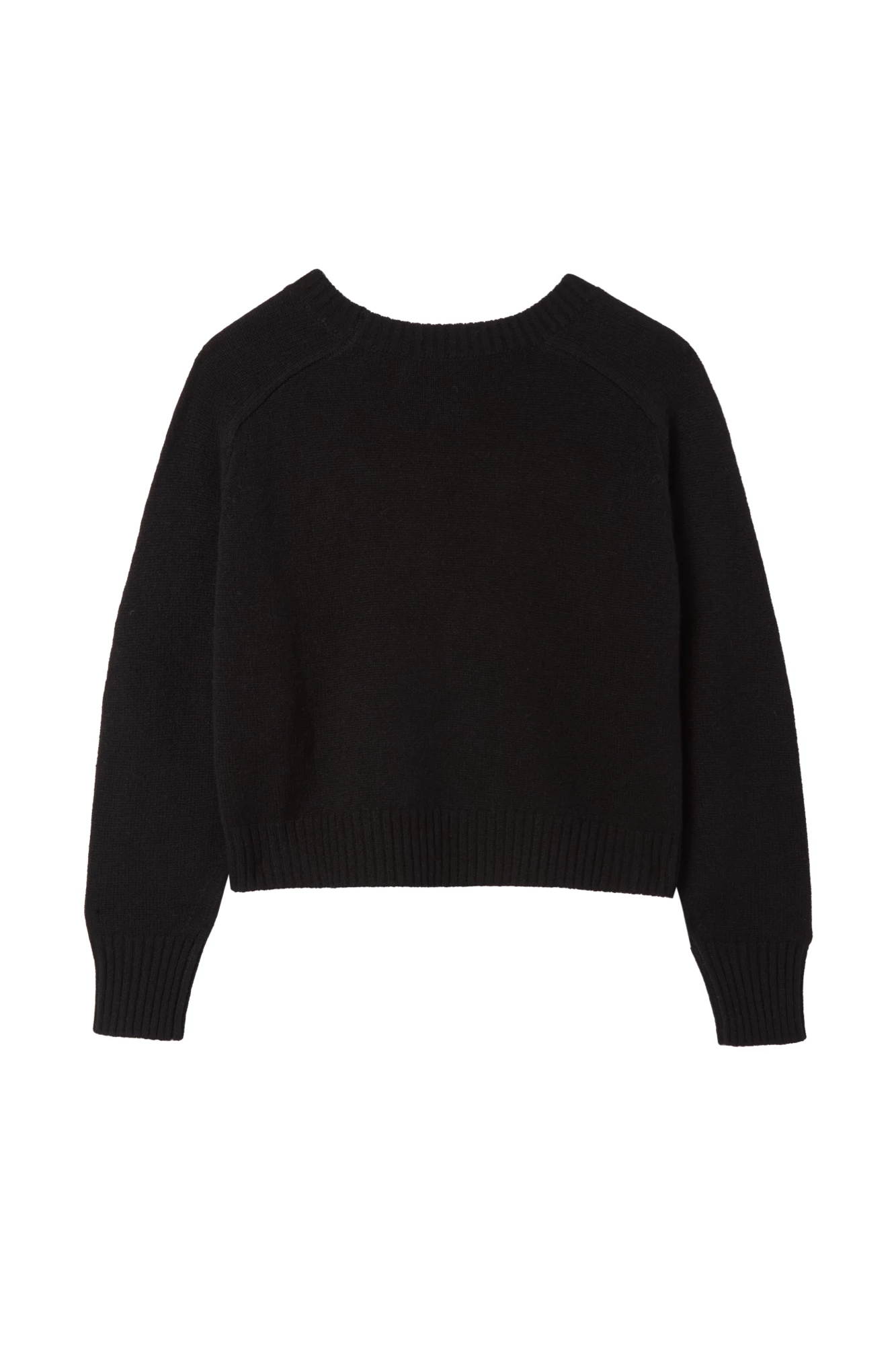 Amara Cashmere Long Sleeve Crop Top - Black