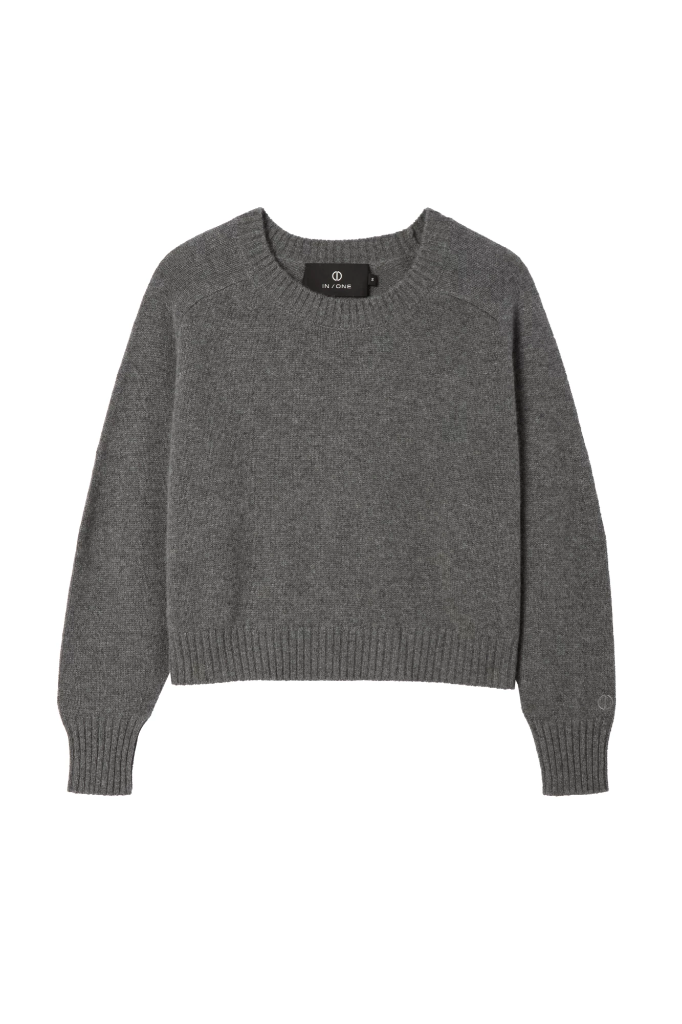 Amara Cashmere Long Sleeve Crop Top - Thunder